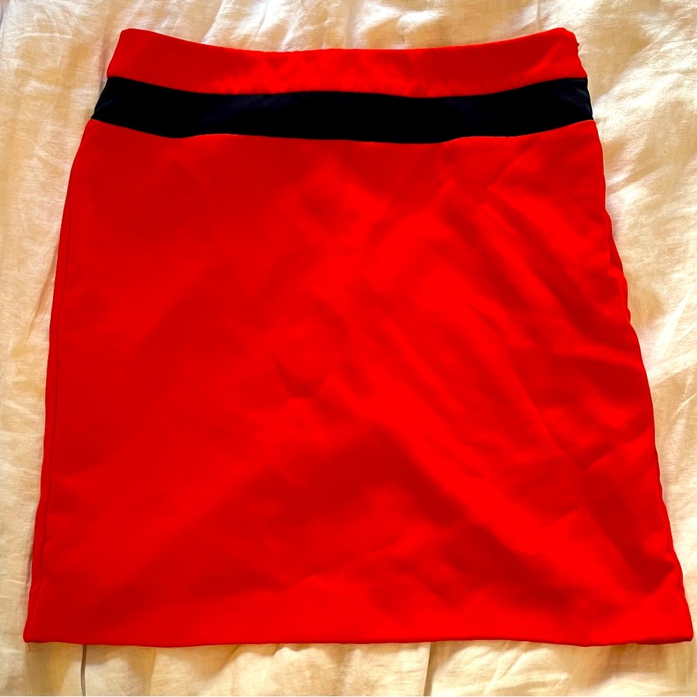 Red Pencil skirt with black stripe. Banana Republic